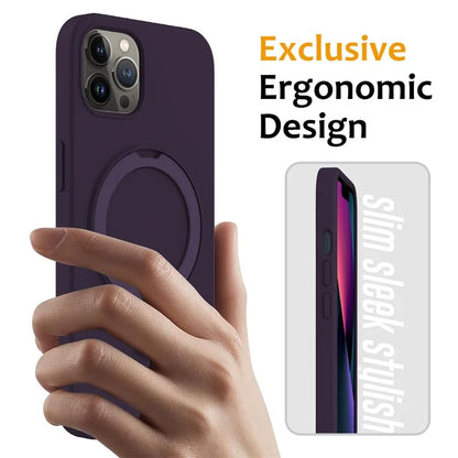 For iPhone 12 Pro Max Magnetic Case PC + Silicone Cover with Ring Kickstand