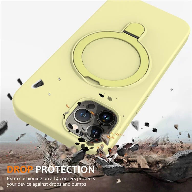 For iPhone 12 Pro Max Magnetic Case PC + Silicone Cover with Ring Kickstand