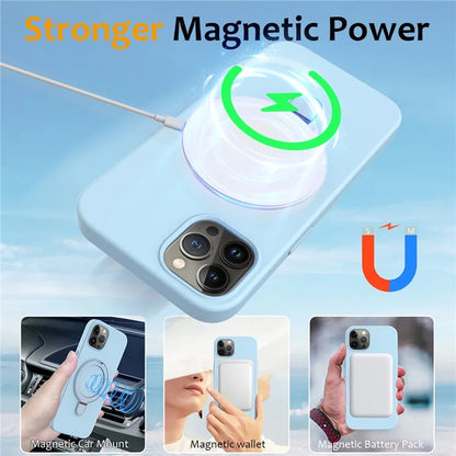 For iPhone 12 Pro Max Magnetic Case PC + Silicone Cover with Ring Kickstand