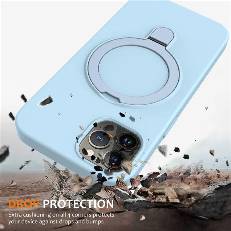 For iPhone 12 Pro Max Magnetic Case PC + Silicone Cover with Ring Kickstand