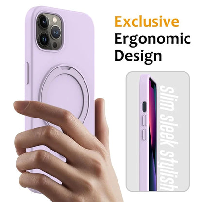 For iPhone 12 Pro Max Magnetic Case PC + Silicone Cover with Ring Kickstand