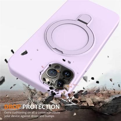 For iPhone 12 Pro Max Magnetic Case PC + Silicone Cover with Ring Kickstand