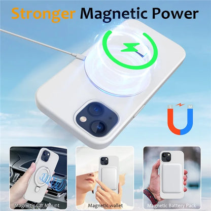 For iPhone 14 Plus Kickstand Case PC + Silicone Phone Cover Compatible with MagSafe