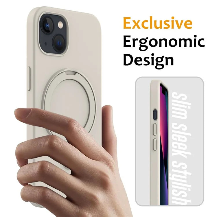 For iPhone 14 Plus Kickstand Case PC + Silicone Phone Cover Compatible with MagSafe