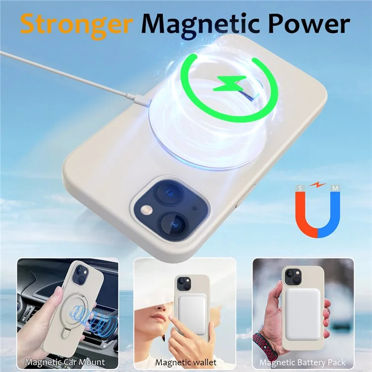For iPhone 14 Plus Kickstand Case PC + Silicone Phone Cover Compatible with MagSafe