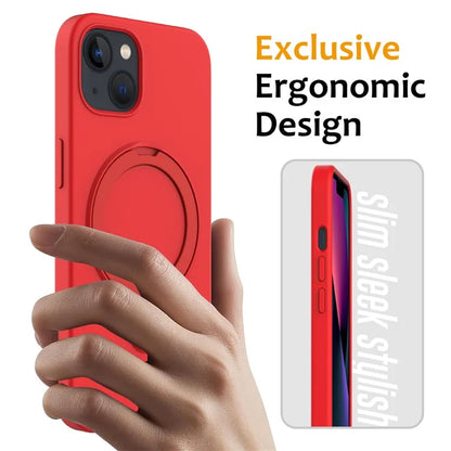 For iPhone 14 Plus Kickstand Case PC + Silicone Phone Cover Compatible with MagSafe