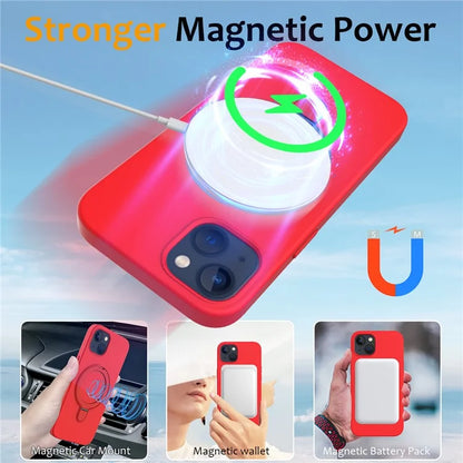 For iPhone 14 Plus Kickstand Case PC + Silicone Phone Cover Compatible with MagSafe