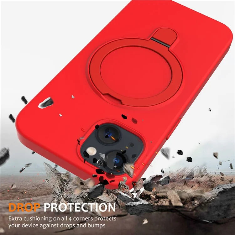 For iPhone 14 Plus Kickstand Case PC + Silicone Phone Cover Compatible with MagSafe