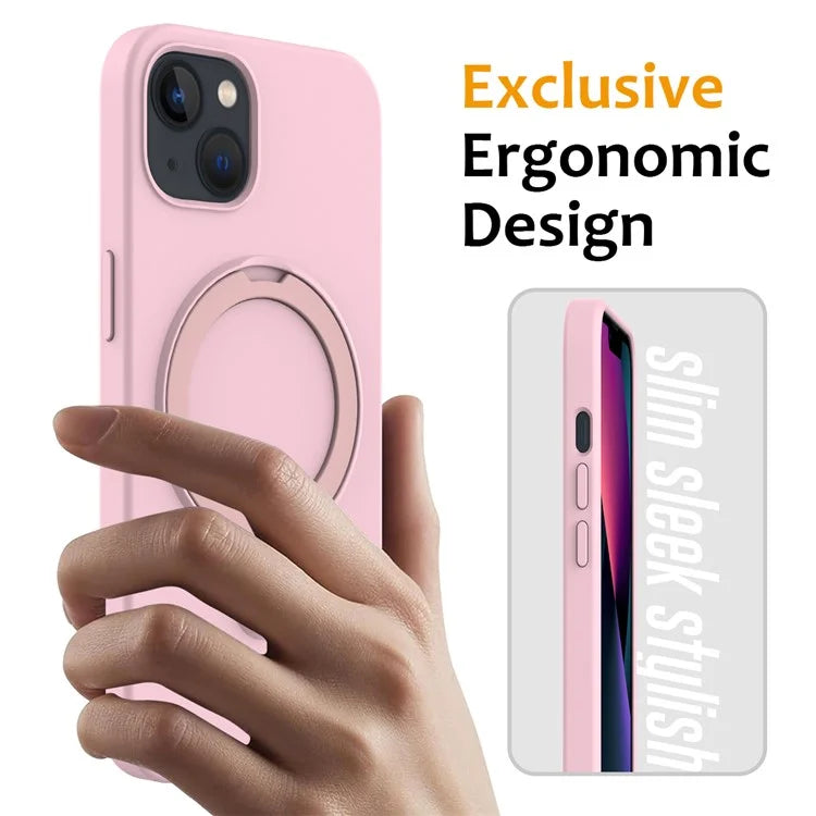 For iPhone 14 Plus Kickstand Case PC + Silicone Phone Cover Compatible with MagSafe