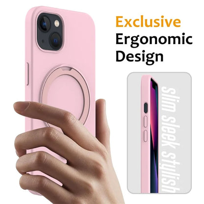 For iPhone 14 Plus Kickstand Case PC + Silicone Phone Cover Compatible with MagSafe
