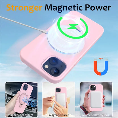 For iPhone 14 Plus Kickstand Case PC + Silicone Phone Cover Compatible with MagSafe