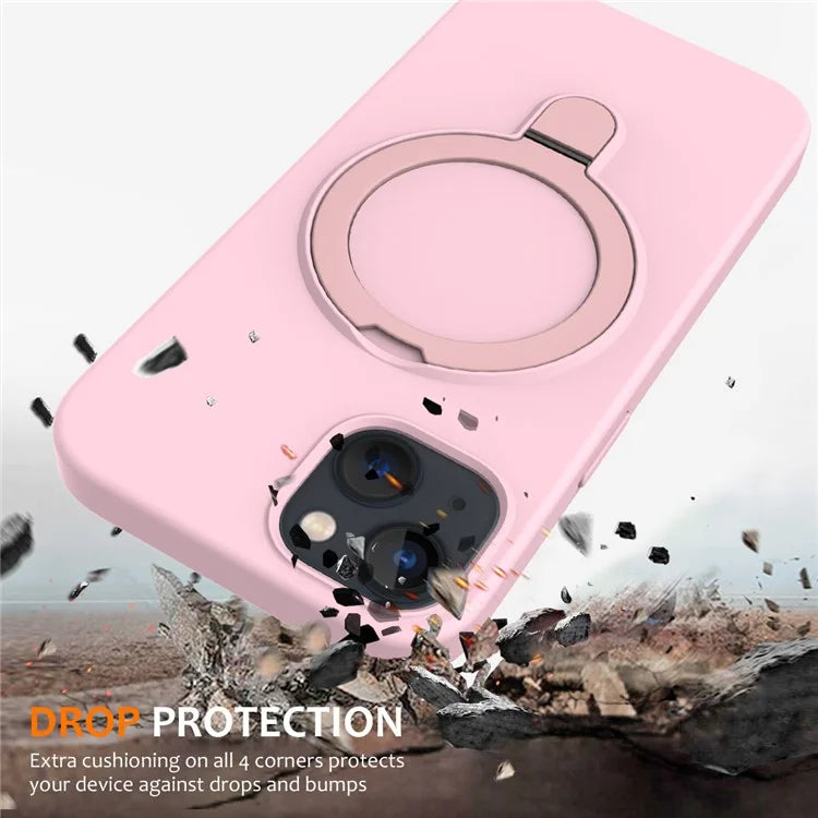 For iPhone 14 Plus Kickstand Case PC + Silicone Phone Cover Compatible with MagSafe