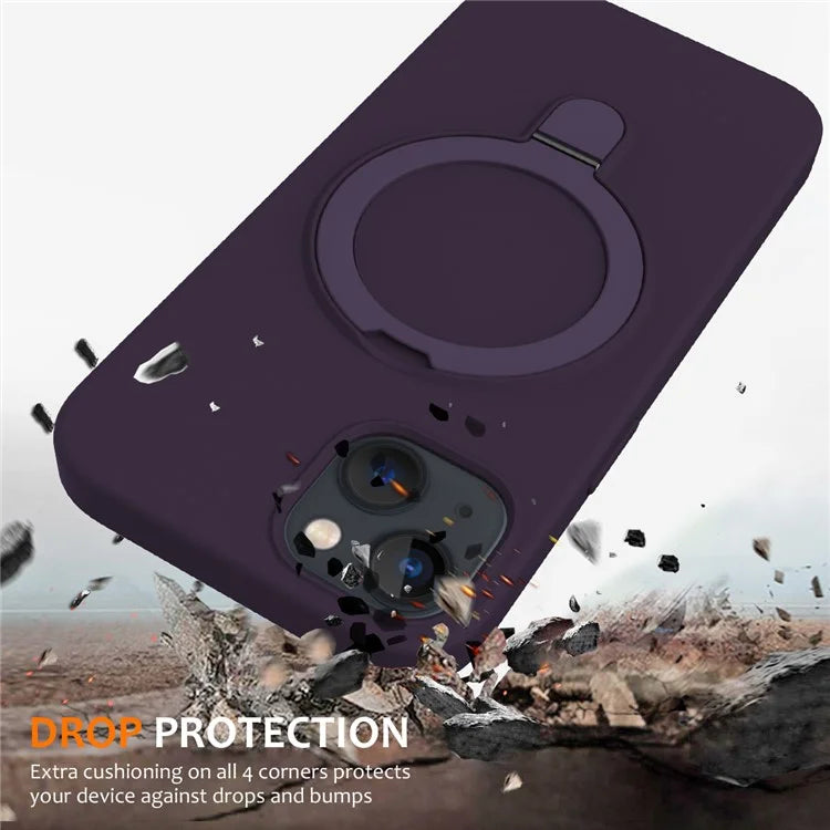 For iPhone 14 Plus Kickstand Case PC + Silicone Phone Cover Compatible with MagSafe