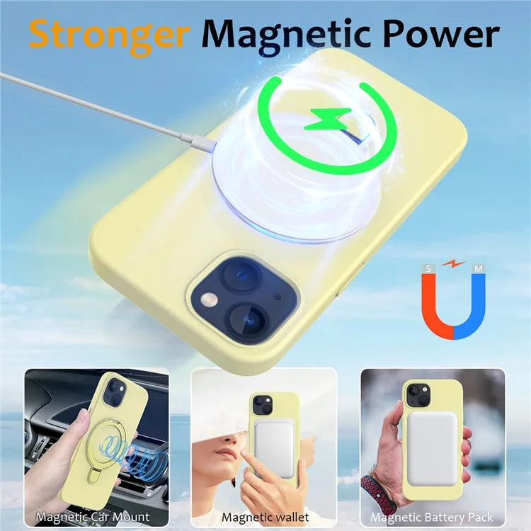 For iPhone 14 Plus Kickstand Case PC + Silicone Phone Cover Compatible with MagSafe