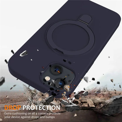 For iPhone 14 Plus Kickstand Case PC + Silicone Phone Cover Compatible with MagSafe