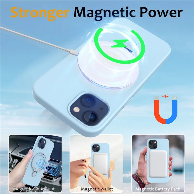 For iPhone 14 Plus Kickstand Case PC + Silicone Phone Cover Compatible with MagSafe