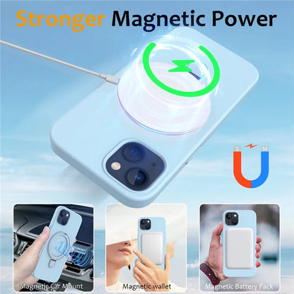 For iPhone 14 Plus Kickstand Case PC + Silicone Phone Cover Compatible with MagSafe