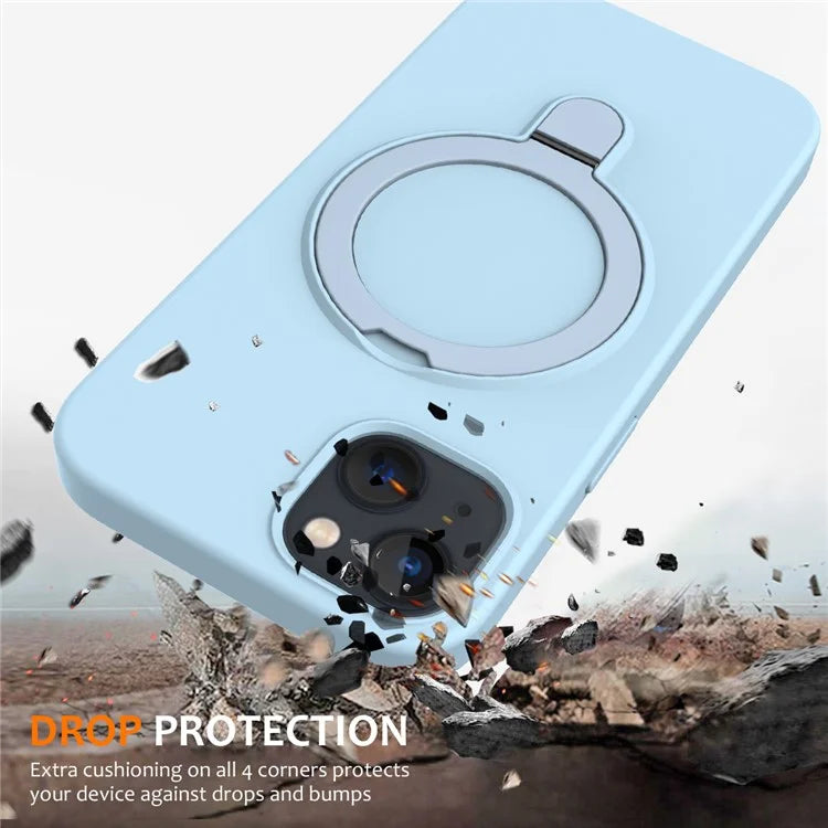 For iPhone 14 Plus Kickstand Case PC + Silicone Phone Cover Compatible with MagSafe