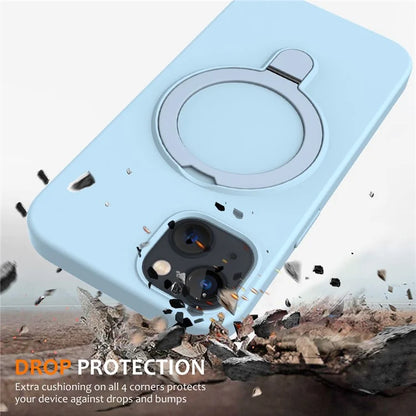 For iPhone 14 Plus Kickstand Case PC + Silicone Phone Cover Compatible with MagSafe