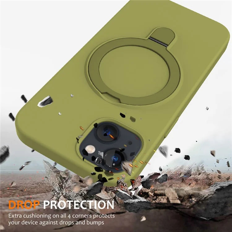 For iPhone 14 Plus Kickstand Case PC + Silicone Phone Cover Compatible with MagSafe