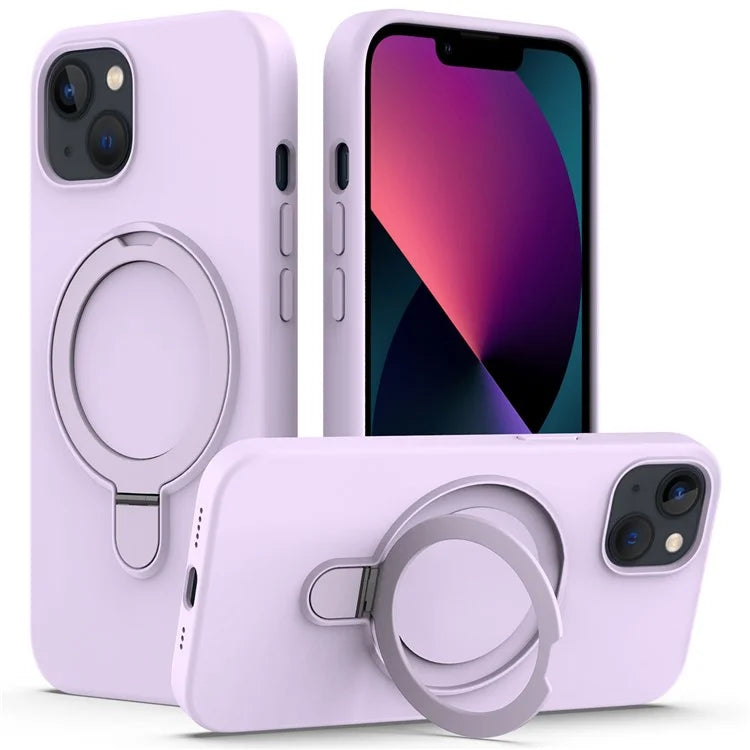 For iPhone 14 Plus Kickstand Case PC + Silicone Phone Cover Compatible with MagSafe
