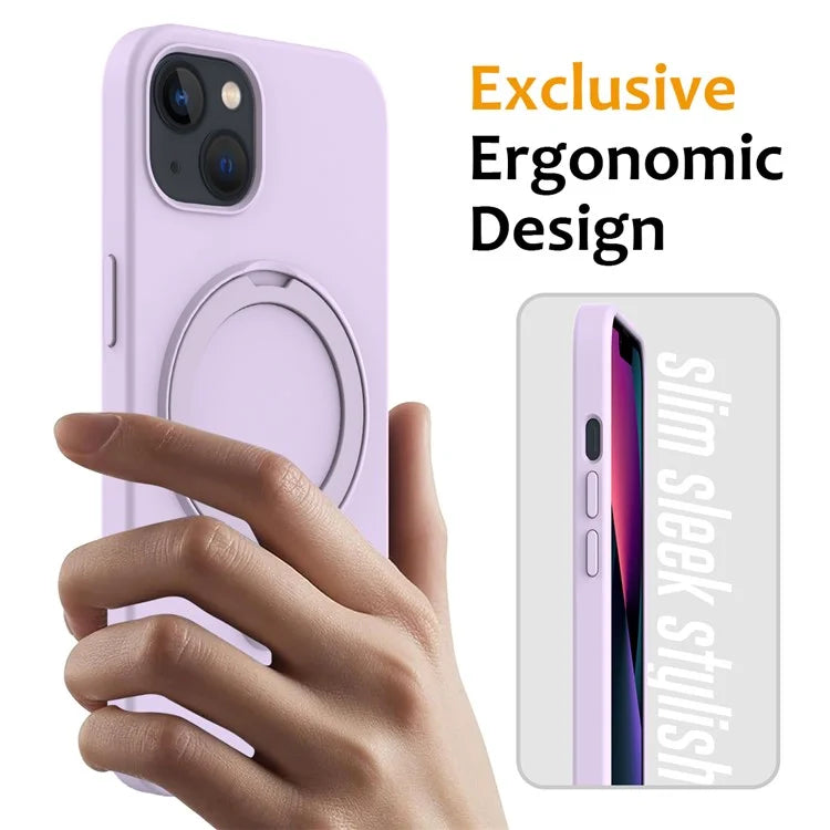 For iPhone 14 Plus Kickstand Case PC + Silicone Phone Cover Compatible with MagSafe