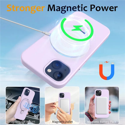 For iPhone 14 Plus Kickstand Case PC + Silicone Phone Cover Compatible with MagSafe