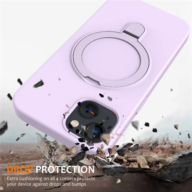 For iPhone 14 Plus Kickstand Case PC + Silicone Phone Cover Compatible with MagSafe