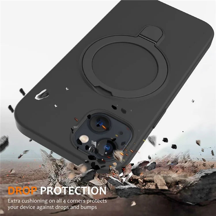 For iPhone 14 Magnetic Case Ring Holder Kickstand Cover Compatible with MagSafe Grey