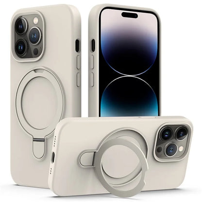 For iPhone 14 Pro Magnetic Case Kickstand Anti-drop PC + Silicone Cover