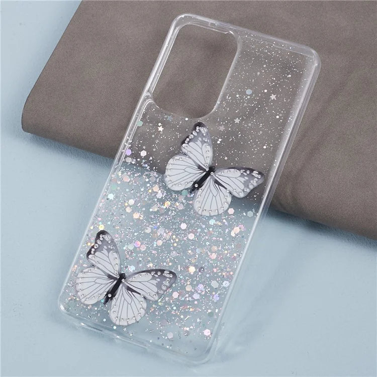 AW Series TPU+PVC Case for Samsung Galaxy A33 5G Shell Butterfly Decor Big Rear Lens Hole Cover