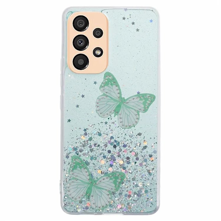 AW Series TPU+PVC Case for Samsung Galaxy A33 5G Shell Butterfly Decor Big Rear Lens Hole Cover