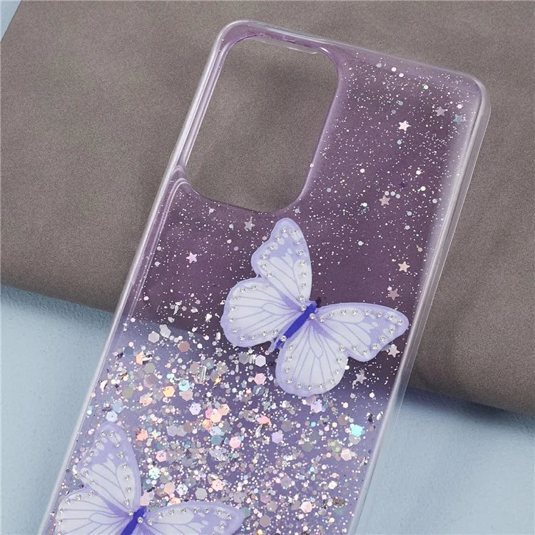 AW Series Case for Samsung Galaxy A23 5G (Global Version) / A23 4G Shell Sparkle Epoxy Butterfly Decor Big Rear Lens Hole Phone Cover