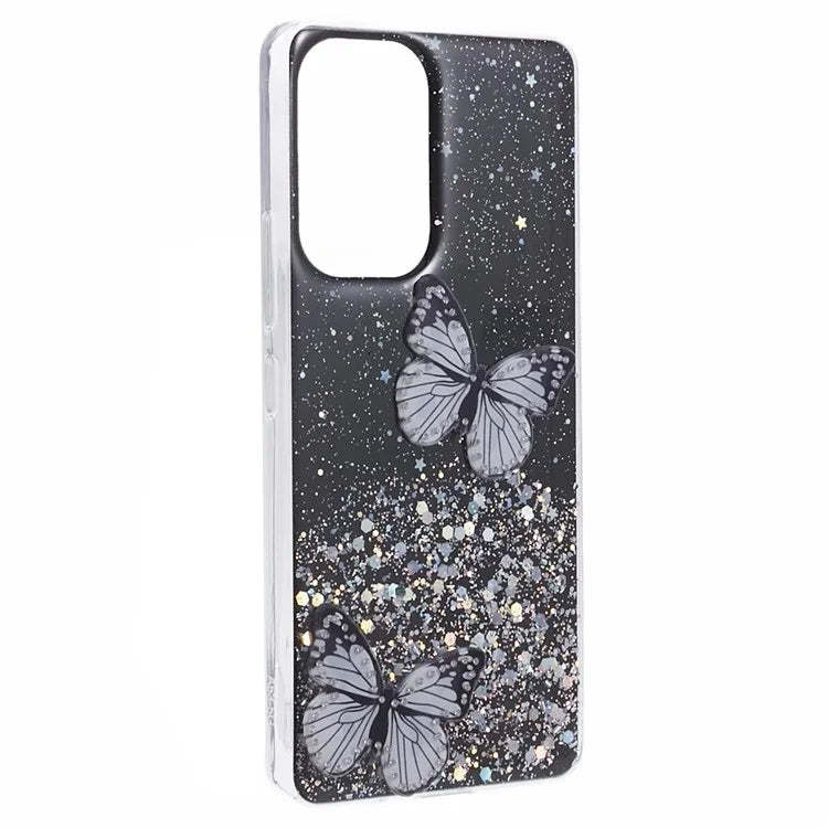 AW Series Case for Samsung Galaxy A23 5G (Global Version) / A23 4G Shell Sparkle Epoxy Butterfly Decor Big Rear Lens Hole Phone Cover