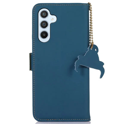 For Samsung Galaxy A35 5G RFID Blocking Case Genuine Cow Leather Stand Phone Cover