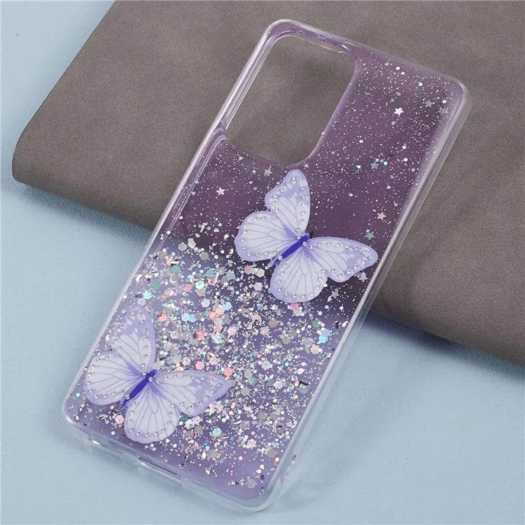 AW Series For Samsung Galaxy A32 4G (EU Version) Sparkle Epoxy Case TPU+PVC Big Rear Lens Hole Phone Cover