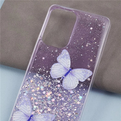 AW Series For Samsung Galaxy A32 4G (EU Version) Sparkle Epoxy Case TPU+PVC Big Rear Lens Hole Phone Cover