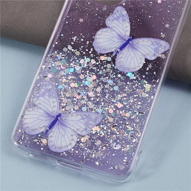 AW Series For Samsung Galaxy A32 4G (EU Version) Sparkle Epoxy Case TPU+PVC Big Rear Lens Hole Phone Cover