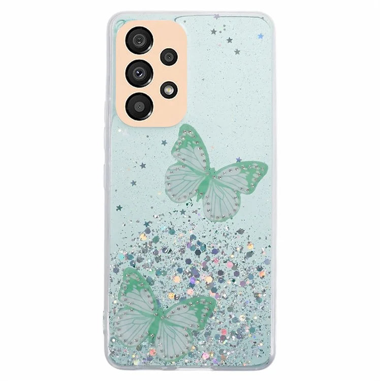 AW Series For Samsung Galaxy A32 4G (EU Version) Sparkle Epoxy Case TPU+PVC Big Rear Lens Hole Phone Cover