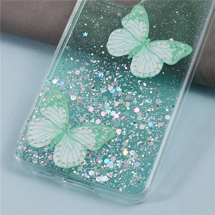AW Series For Samsung Galaxy A32 4G (EU Version) Sparkle Epoxy Case TPU+PVC Big Rear Lens Hole Phone Cover