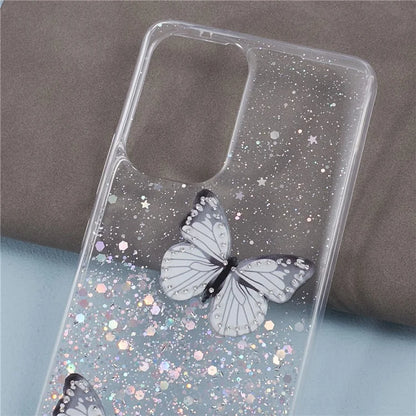 AW Series For Samsung Galaxy A32 5G / M32 5G Cell Phone Case Butterfly Decor Sparkle Epoxy Cover with Big Rear Lens Hole