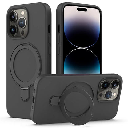 For iPhone 14 Pro Max Kickstand Case PC + Silicone Cover Compatible with MagSafe Grey