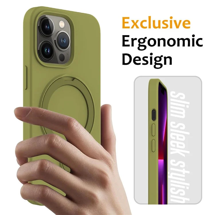 For iPhone 14 Pro Max Kickstand Case PC + Silicone Cover Compatible with MagSafe
