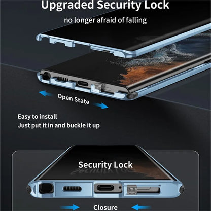 For Samsung Galaxy S24 Ultra Privacy Phone Case Tempered Glass+PC Magnetic Cover (No Fingerprint Unlock)