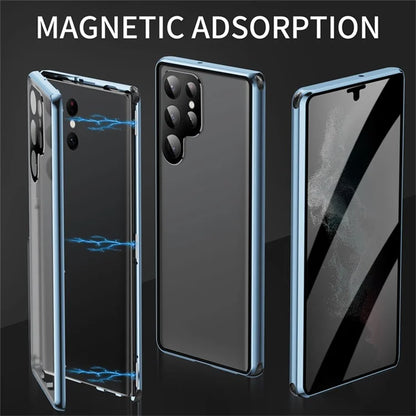For Samsung Galaxy S24 Ultra Privacy Phone Case Tempered Glass+PC Magnetic Cover (No Fingerprint Unlock)