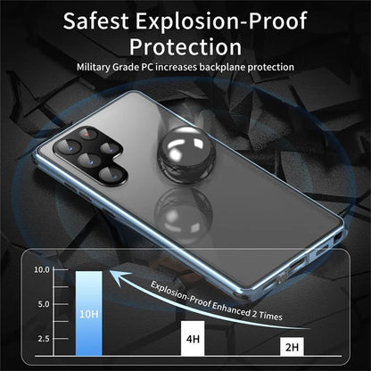 For Samsung Galaxy S24 Ultra Privacy Phone Case Tempered Glass+PC Magnetic Cover (No Fingerprint Unlock)