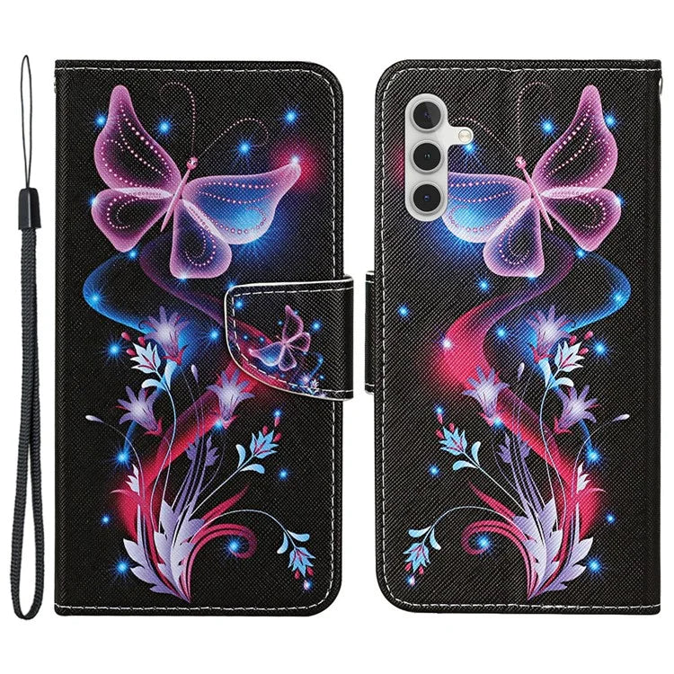 For Samsung Galaxy A15 5G Case PU Leather Pattern Printing Wallet Phone Cover with Strap