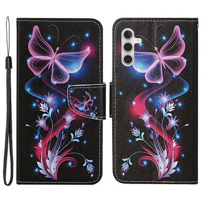 For Samsung Galaxy A15 5G Case PU Leather Pattern Printing Wallet Phone Cover with Strap
