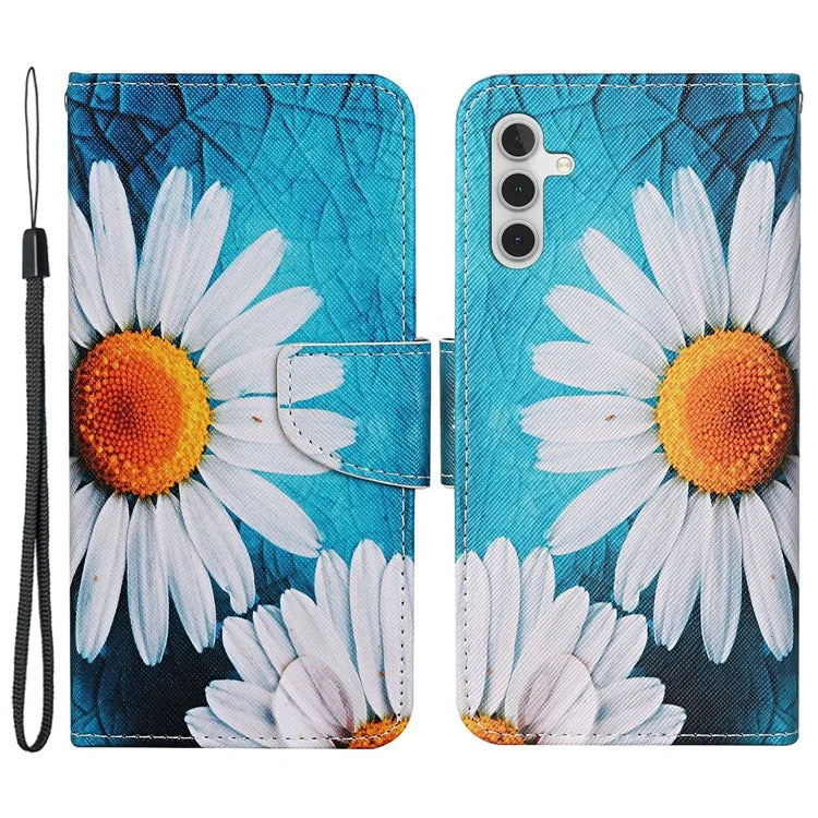 For Samsung Galaxy A15 5G Case PU Leather Pattern Printing Wallet Phone Cover with Strap