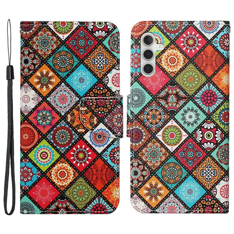 For Samsung Galaxy A15 5G Case PU Leather Pattern Printing Wallet Phone Cover with Strap